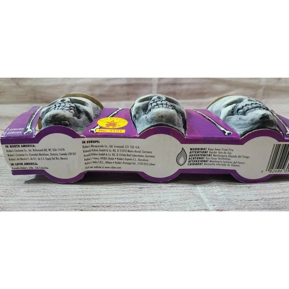 Rubies Halloween Skull Shot Glasses Set of 3 Gray Spooky Barware #5131 New